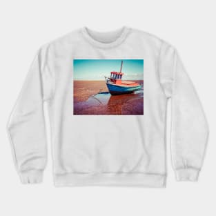 Fishing boat, Meols, Wirral, England Crewneck Sweatshirt